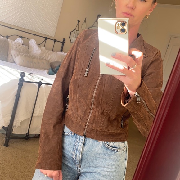 Anthropologie Levi’s leather brown Moto jacket Xs NWOT - Picture 1 of 6